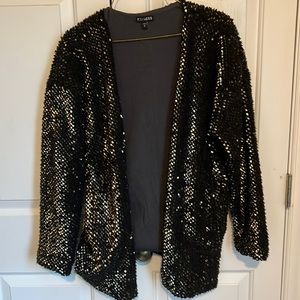 Express black & gold sequins coat, size small